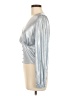 Flat White Metallic Silver Long Sleeve Blouse Size M - photo 5