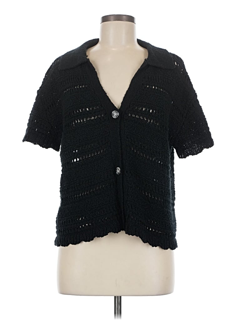 Pre-owned Blue Rain Short Sleeve Blouse In Black