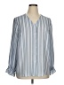 T Tahari 100% Polyester Stripes Blue Long Sleeve Blouse Size XL - photo 1
