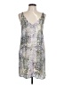 Lavender Brown Paisley Silver Cocktail Dress Size L - photo 1