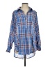En Creme Plaid Blue 3/4 Sleeve Button-Down Shirt Size XS - photo 1