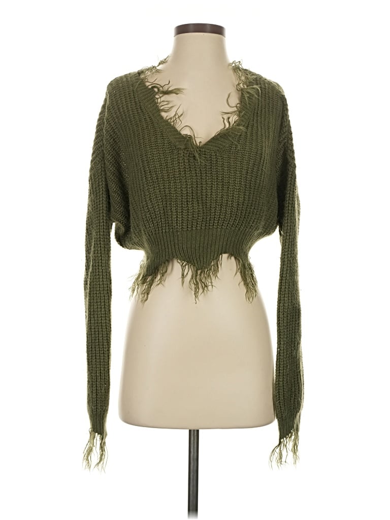 Pre-owned Just Polly Pullover Sweater In Green