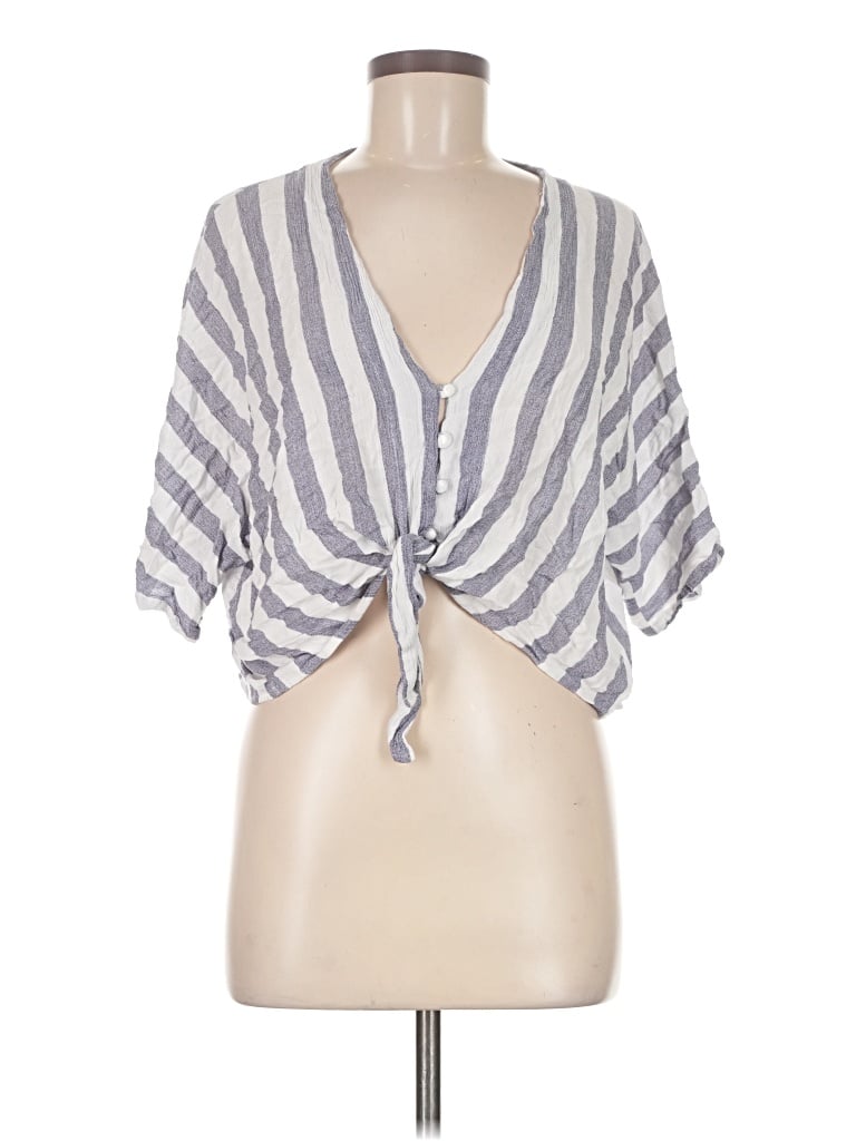 Pre-owned Storia Short Sleeve Blouse In Gray