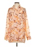 L Space 100% Polyester Print Orange Long Sleeve Blouse Size XS - photo 1