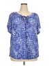 Vintage Rose Blue Short Sleeve Blouse Size 3X - photo 1