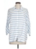 Chico's Stripes Blue 3/4 Sleeve Button-Down Shirt Size Lg (2) - photo 1