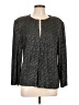 Alex Evenings Chevron-herringbone Solid Stripes Silver Blazer Size L - photo 1