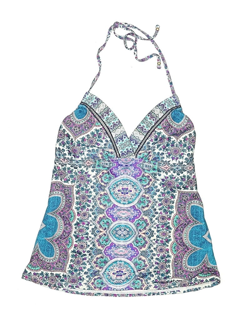 Pre-owned Nanette Lepore Swimsuit Top Blue Paisley Pattern Swimwear
