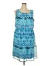 AGB 100% Polyester Print Blue Casual Dress Size 2X - photo 1