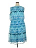 AGB 100% Polyester Print Blue Casual Dress Size 2X - photo 2