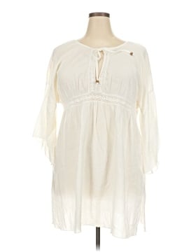knee length dresses for ladies Glittery Striped Cotton Button-Front Cover-Up