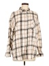 Unbranded 100% Polyester Plaid Brown Long Sleeve Blouse Size M - photo 1