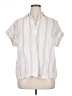Studio West 100% Cotton Stripes White Short Sleeve Blouse Size XL - photo 1