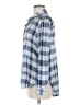 Caslon 100% Rayon Plaid Blue Long Sleeve Button-Down Shirt Size M - photo 5