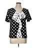 Unbranded 100% Polyester Polka Dots Black Short Sleeve Blouse Size L - photo 1