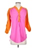 Dizzy Lizzy 100% Polyester Color Block Orange 3/4 Sleeve Blouse Size XS - photo 1