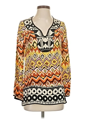 Tolani Long Sleeve Silk Top (view 1)