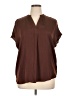 Maison d' Amelie 100% Polyester Brown Short Sleeve Blouse Size XL - photo 1