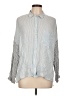 Topshop 100% Viscose Stripes Gray Long Sleeve Button-Down Shirt Size 12 - photo 1