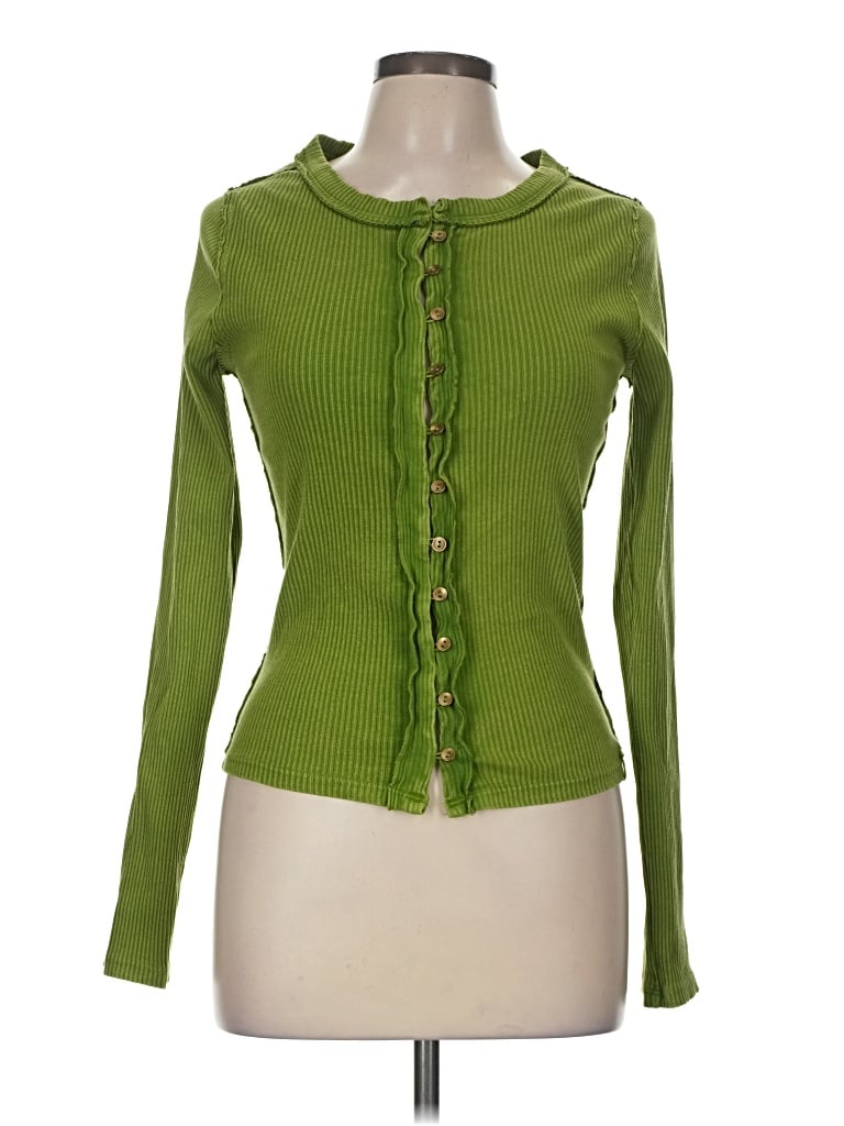 Pre-owned We The Free Cardigan Sweater In Green