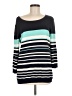 Basic Editions 100% Cotton Stripes Teal Pullover Sweater Size M - photo 1