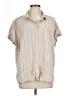 STITCH STAR Stripes Tan Short Sleeve Button-Down Shirt Size 1X - photo 1