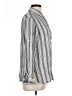 Max Studio 100% Rayon Stripes Silver Long Sleeve Button-Down Shirt Size L - photo 4
