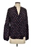 Ann Taylor 100% Silk Hearts Black Long Sleeve Silk Top Size XS - photo 1