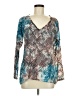 Language Teal Long Sleeve Silk Top Size M - photo 1