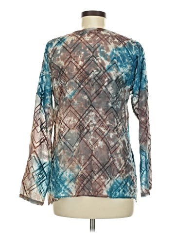 Language Long Sleeve Silk Top (view 2)