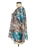 Language Teal Long Sleeve Silk Top Size M - photo 5