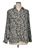 Talbots 100% Polyester Animal Print Silver Long Sleeve Blouse Size XL - photo 1