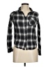 Topshop 100% Viscose Plaid Gray Long Sleeve Button-Down Shirt Size 8 - photo 1
