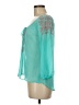 Fresh Brewed 100% Polyester Teal 3/4 Sleeve Blouse Size M - photo 5