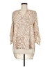 Cato 100% Polyester Tan 3/4 Sleeve Blouse Size M - photo 1