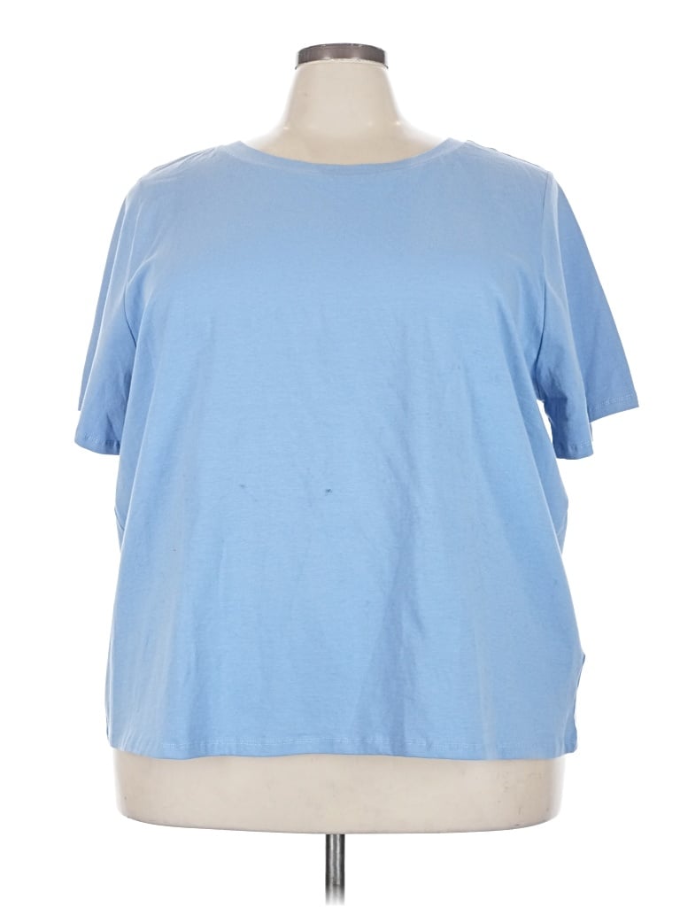 Eloquii Short Sleeve Top Blue Crew Neck Tops