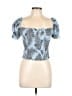 Sandro 100% Polyester Blue Short Sleeve Top Size Sm (1) - photo 1