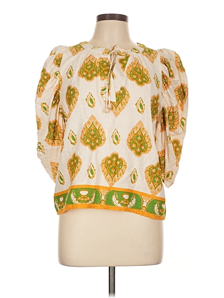 Pre-owned Haute Hippie 3/4 Sleeve Blouse In Yellow