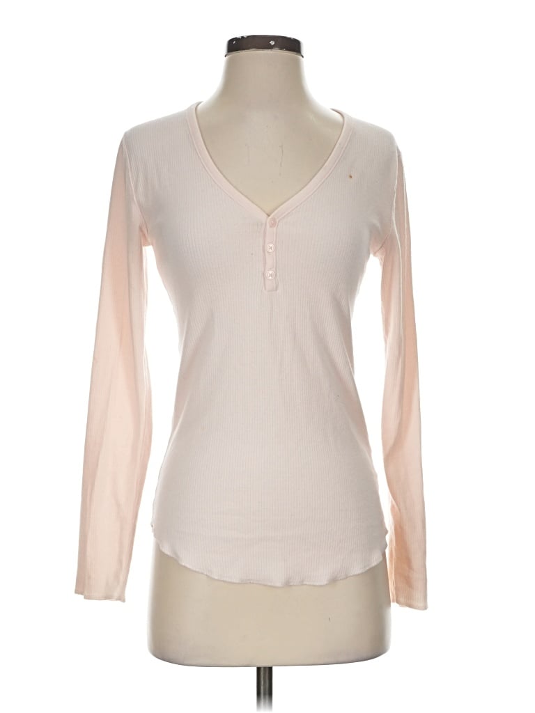 Pre-owned Love By Gap Long Sleeve Henley Shirt In White