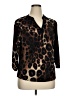 Liz McCoy Animal Print Brown 3/4 Sleeve Blouse Size XL - photo 1