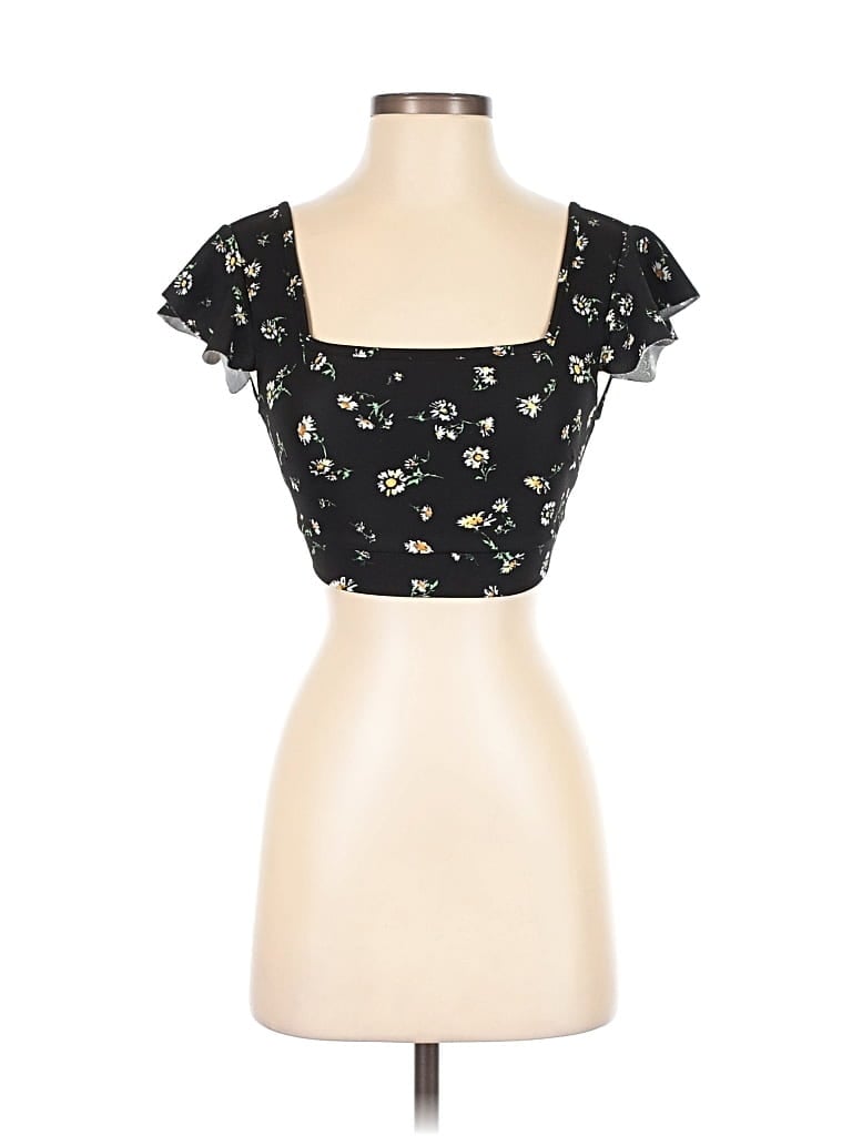 Pre-owned Shein Short Sleeve Top Black Sweetheart Neckline Tops