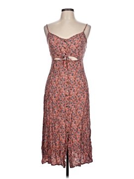 knee length dresses for ladies Brown Puff Sleeve Mimi Midi Dress
