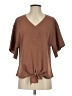 VIISHOW Brown Short Sleeve Blouse Size S - photo 1