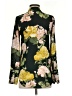 H&M Conscious 100% Polyester Floral Green Long Sleeve Blouse Size 2 - photo 2