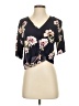LUQ 100% Rayon Floral Black Short Sleeve Blouse Size XS (petite) - photo 1
