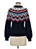 J.Crew Chevron-herringbone Blue Turtleneck Sweater Size XS - photo 1