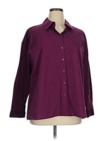 Attitudes by Renee 3/4 Sleeve Button-Down Shirt (view 1)