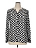 Dana Buchman 100% Polyester Chevron-herringbone Silver Long Sleeve Blouse Size 14 - photo 1
