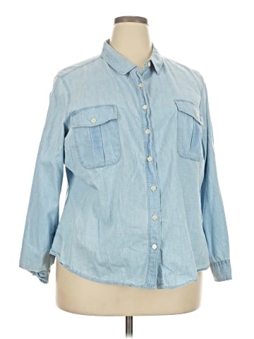 Per Se 3/4 Sleeve Button-Down Shirt (view 1)