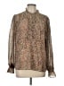 CeCe 100% Polyester Animal Print Brown Long Sleeve Blouse Size L - photo 1